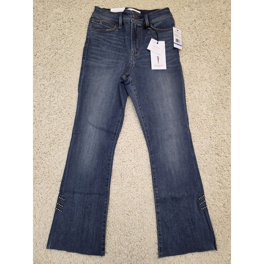 Skinnygirl Jeans Womens 25 High Rise Julie Crop Flare Injeanious Stretch Studded